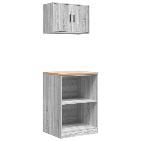 Armarios 2 uds para garaje madera ingeniería gris sonoma by , Armarios industriales - Ref: Foro24-3328283, Price: 101,72 €, D...