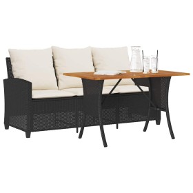 Sofá jardín de 3 plazas con cojín y mesa negro ratán sintético by , Outdoor sofas - Ref: Foro24-4103854, Price: 276,70 €, Dis...