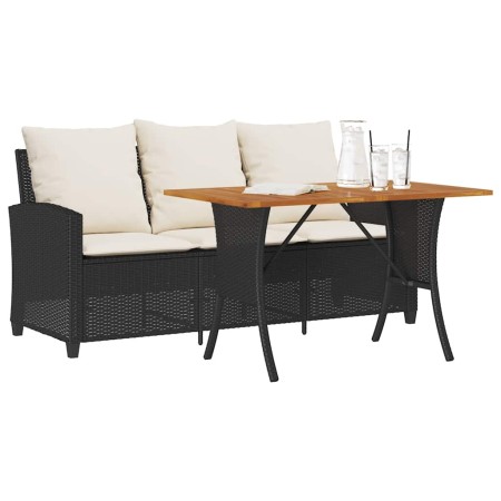 Sofá jardín de 3 plazas con cojín y mesa negro ratán sintético by , Outdoor sofas - Ref: Foro24-4103854, Price: 276,70 €, Dis...