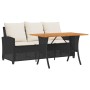 Sofá jardín de 3 plazas con cojín y mesa negro ratán sintético by , Outdoor sofas - Ref: Foro24-4103854, Price: 276,70 €, Dis...