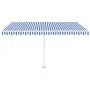 Automatic awning LED wind sensor blue and white 450x350 cm by vidaXL, Awnings - Ref: Foro24-3069651, Price: 778,45 €, Discoun...