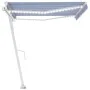 Automatic awning LED wind sensor blue and white 450x350 cm by vidaXL, Awnings - Ref: Foro24-3069651, Price: 778,45 €, Discoun...