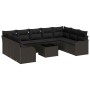 Conjunto de sofá de jardín con cojín 10 pcs Negro Poliratán