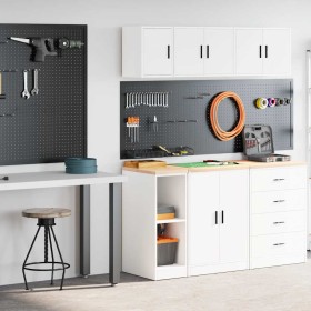 Armarios 2 uds para garaje madera de ingeniería blanco