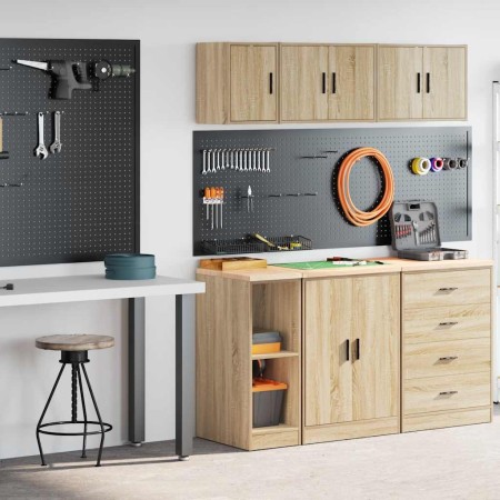 Armarios 2 uds para garaje madera de ingeniería roble sonoma by , Armarios industriales - Ref: Foro24-3328262, Price: 66,76 €...