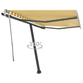 Yellow and white manual retractable foot awning 350x250 cm by vidaXL, Awnings - Ref: Foro24-3069718, Price: 354,66 €, Discoun...