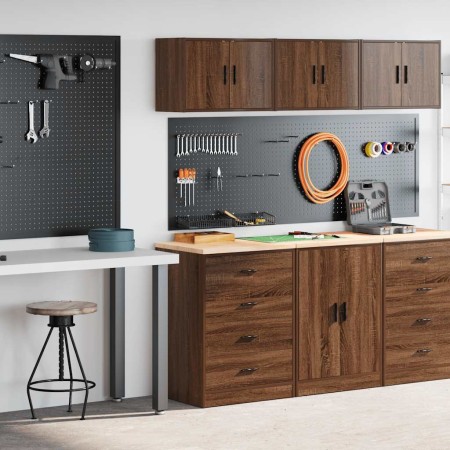 Armarios 2 uds para garaje madera ingeniería marrón roble by , Armarios industriales - Ref: Foro24-3328338, Price: 133,35 €, ...