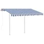 Toldo retráctil automático con postes azul y blanco 3x2,5 m by vidaXL, Awnings - Ref: Foro24-3069906, Price: 410,88 €, Discou...