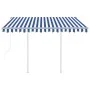 Toldo retráctil automático con postes azul y blanco 3x2,5 m by vidaXL, Awnings - Ref: Foro24-3069906, Price: 410,88 €, Discou...
