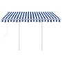 Toldo retráctil automático con postes azul y blanco 3x2,5 m by vidaXL, Awnings - Ref: Foro24-3069906, Price: 388,82 €, Discou...