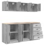 Garage Cabinets 6 pcs Grey Sonoma Engineered Wood by , Armarios industriales - Ref: Foro24-3328346, Price: 424,31 €, Discount: %