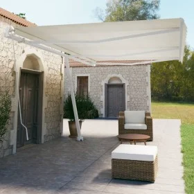 Cremefarbene manuell ausziehbare Fußmarkise 600 x 350 cm von vidaXL, Markisen - Ref: Foro24-3069677, Preis: 675,99 €, Rabatt: %