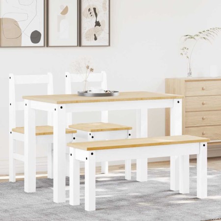 Juego de comedor Panama 4 pzas madera maciza de pino blanco von , Möbelsets für Küchen und Esszimmer - Ref: Foro24-3345169, P...