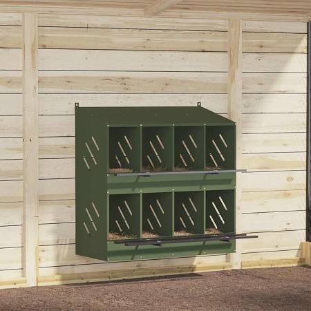 Nido para gallinas con 8 compartimentos de metal verde oliva von , Käfige und Lebensräume für Kleintiere - Ref: Foro24-864349...