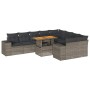 Set sofás jardín y cojines 10 pzas ratán sintético acacia gris de , Conjuntos de jardín - Ref: Foro24-3327420, Precio: 644,06 €