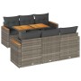 Set sofás jardín y cojines 7 pzas ratán sintético acacia gris by , Garden sets - Ref: Foro24-3327448, Price: 481,66 €, Discou...