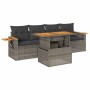Set sofás jardín y cojines 5 pzas ratán sintético acacia gris de , Conjuntos de jardín - Ref: Foro24-3327546, Precio: 372,93 €