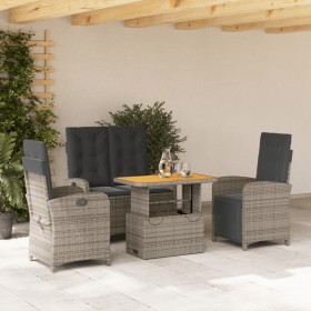 Juego de comedor de jardín 4 piezas con cojines ratán PE gris by , Garden sets - Ref: Foro24-3277348, Price: 472,86 €, Discou...