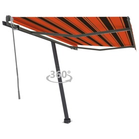 Toldo de pie automático naranja y marrón 300x250 cm