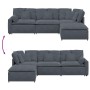 Sofá modular con reposapiés y cojines en terciopelo gris oscuro