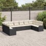 Conjunto de sofá de jardín con cojín 10 pcs Negro Poliratán
