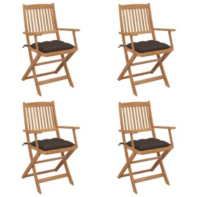 Sillas de jardín plegables 4 uds y cojines madera maciza acacia de , Sillas de jardín - Ref: Foro24-3064640, Precio: 201,53 €