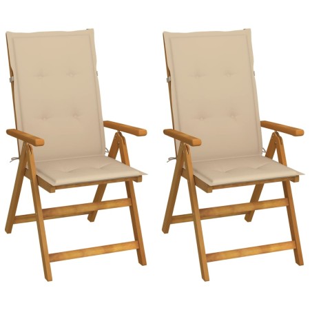 Sillas de jardín reclinables 2 uds madera maciza acacia cojines by , Garden chairs - Ref: Foro24-3064062, Price: 182,72 €, Di...