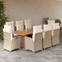 Set comedor de jardín 9 pzas con cojines ratán sintético beige de , Conjuntos de jardín - Ref: Foro24-3213147, Precio: 1,00 €