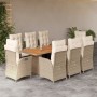 Set comedor de jardín 9 pzas con cojines ratán sintético beige de , Conjuntos de jardín - Ref: Foro24-3213147, Precio: 1,00 €