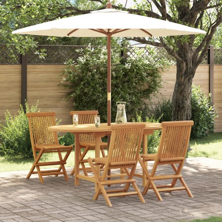 Conjunto de Comedor de Jardín de 5 Piezas de Madera Sólida de