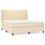 Cama box spring con colchón tela color crema 180x200 cm