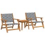 Sillas de Jardín con Mesa de 3 Piezas Negra y Blanca de Madera Maciza de Acacia by , Garden chairs - Ref: Foro24-3214436, Pri...