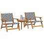 Sillas de Jardín con Mesa de 3 Piezas Negra y Blanca de Madera Maciza de Acacia by , Garden chairs - Ref: Foro24-3214436, Pri...