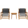 Juego de Sillas de Jardín con Mesa, 3 piezas, Negra, de Madera Sólida de Acacia by , Garden chairs - Ref: Foro24-3214437, Pri...