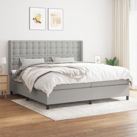 Cama box spring con colchón tela gris claro 200x200 cm Cama box spring con colchón tela gris claro 200x200 cm