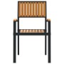 Sillas de Jardín Apilables 8 pcs Acero Negro y Madera Acacia Sólida by , Garden chairs - Ref: Foro24-3284394, Price: 620,69 €...