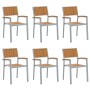 Sillas de Jardín Apilables 6 pcs Gris de Acero y Madera Maciza de Acacia by , Garden chairs - Ref: Foro24-3284395, Price: 468...