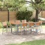 Sillas de Jardín Apilables 8 pcs Acero Gris y Madera Sólida de