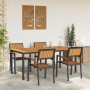 Conjunto de Comedor de Jardín de 5 Piezas Negro, Marrón Metal, Madera by , Garden tables - Ref: Foro24-3284417, Price: 529,75...