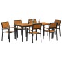 Juego de Comedor de Jardín Set de 7 Negro, Madera Natural by , Garden tables - Ref: Foro24-3284418, Price: 688,19 €, Discount: %