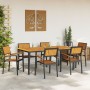 Juego de Comedor de Jardín Set de 7 Negro, Madera Natural by , Garden tables - Ref: Foro24-3284418, Price: 688,19 €, Discount: %