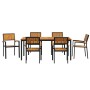 Juego de Comedor de Jardín Set de 7 Negro, Madera Natural by , Garden tables - Ref: Foro24-3284418, Price: 688,19 €, Discount: %