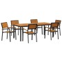 Set de Comedor de Jardín Set de 7 Negro y Marrón Metal y Madera by , Garden tables - Ref: Foro24-3284419, Price: 716,05 €, Di...