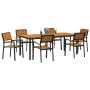 Set de Comedor de Jardín Set de 7 Negro y Marrón Metal y Madera by , Garden tables - Ref: Foro24-3284419, Price: 716,05 €, Di...