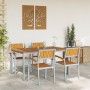 Juego de Comedor de Jardín Juego de 5 Gris, Madera Natural Metal