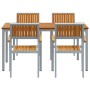 Juego de Comedor de Jardín Juego de 5 Gris, Madera Natural Metal