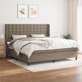 Cama box spring con colchón tela gris taupe 200x200 cm Cama box spring con colchón tela gris taupe 200x200 cm