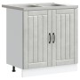 Gabinete de cocina ""Lucca"" con dos fregaderos en gris concreto y madera von , Küchenschränke - Ref: Foro24-3315015, Preis: ...