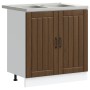 Armario de Cocina ""Lucca"" con Doble Lavabo en Roble Marrón Madera elaborada de , Armarios de cocina - Ref: Foro24-3315018, ...