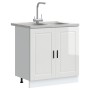Armario Base con Lavabo ""Porto"" Brillo Alto Blanco 80x46x84,5 cm Madera Ingeniada von , Küchenschränke - Ref: Foro24-331502...